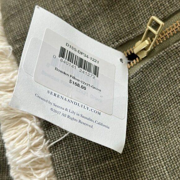 NEW Serena & Lily Bowden Pillow Cover (12”x21”)-Grove Green - Picture 2 of 2